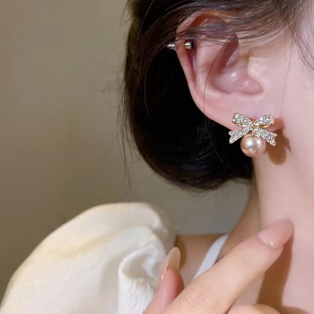 Bow-Pearl Earring
