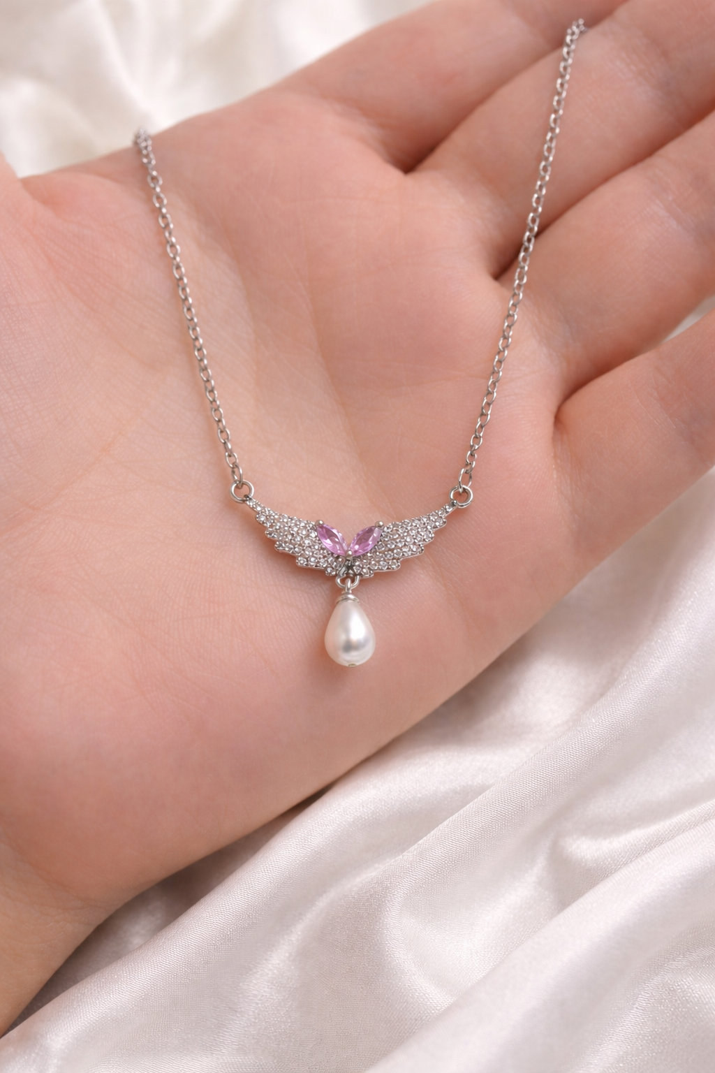 Angel Wing Pearl Necklace