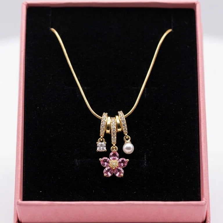 Blush Blossom Charm Necklace