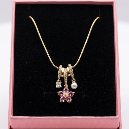 Blush Blossom Charm Necklace