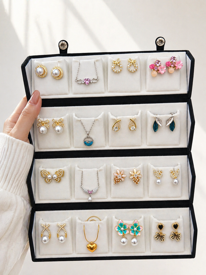16 Multi Design Earrings & Pendant Set with Premium Velvet Jewellery Organizer Box for Women
