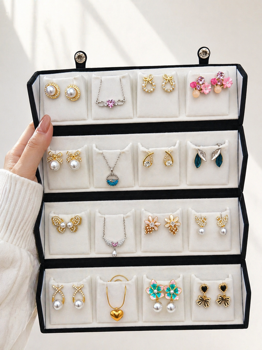 16 Multi Design Earrings & Pendant Set with Premium Velvet Jewellery Organizer Box for Women