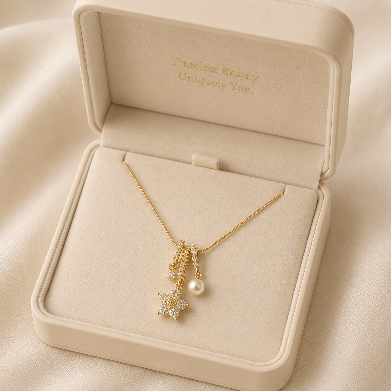 Crystal Bloom Pearl Necklace