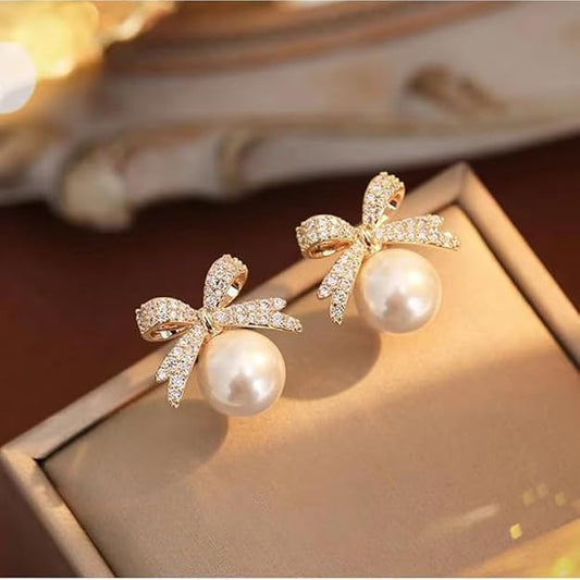 Bow-Pearl Earring