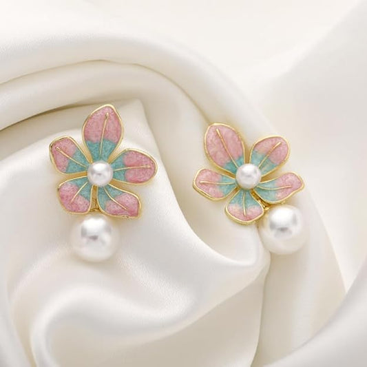 Floral Pearl Drop Earrings