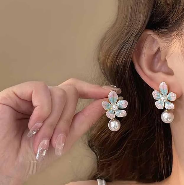 Floral Pearl Drop Earrings