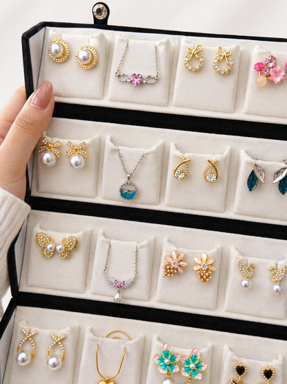16 Multi Design Earrings & Pendant Set with Premium Velvet Jewellery Organizer Box for Women