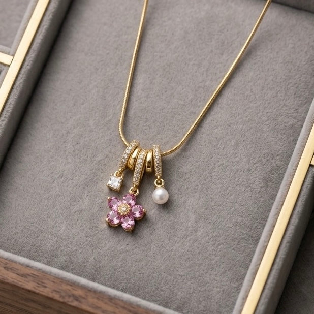 Blush Blossom Charm Necklace