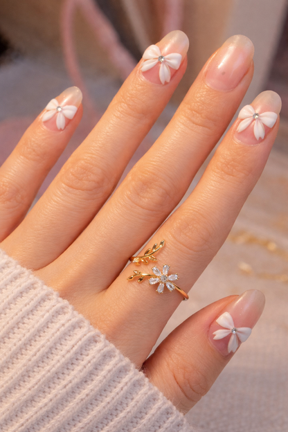 Leaf Flower Ad Ring
