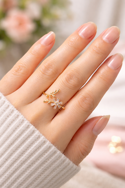 Leaf Flower Ad Ring