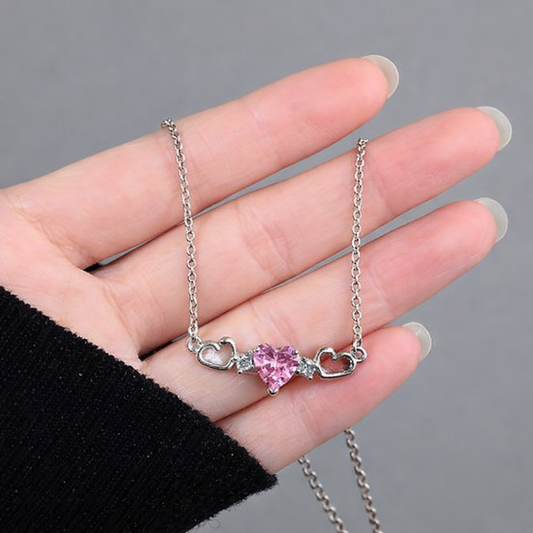 Pink Heart Charm Necklace