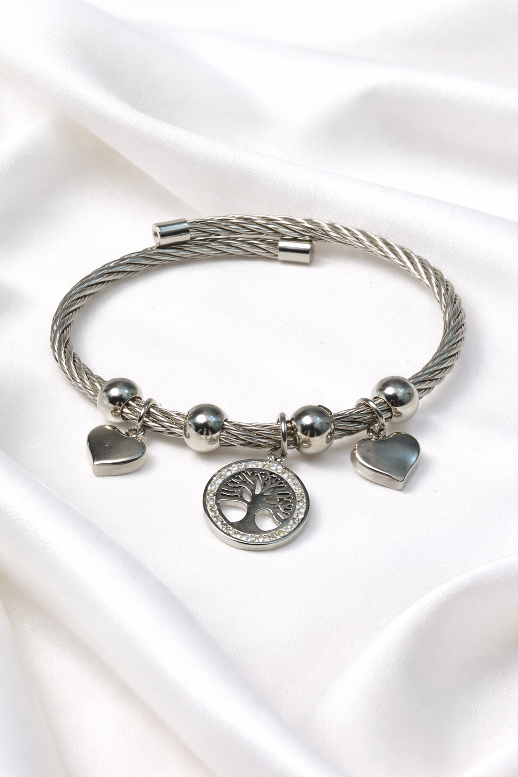 Silver Heart Charm Kada