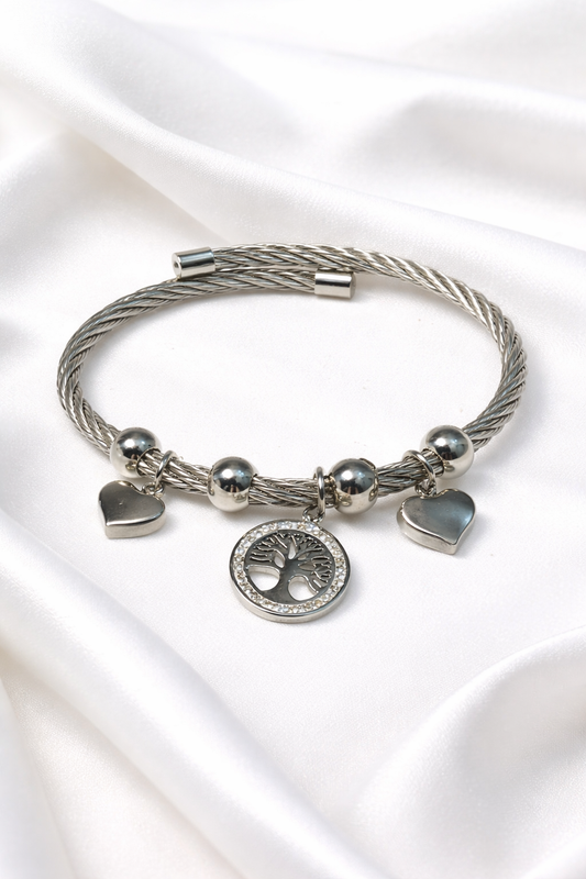 Silver Heart Charm Kada