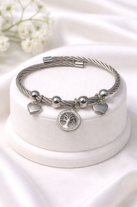 Silver Heart Charm Kada