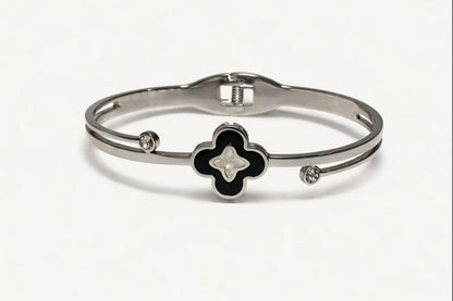Midnight Clover Silver Kada