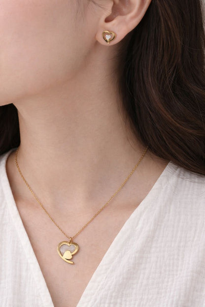 Heart Necklace with Earrings
