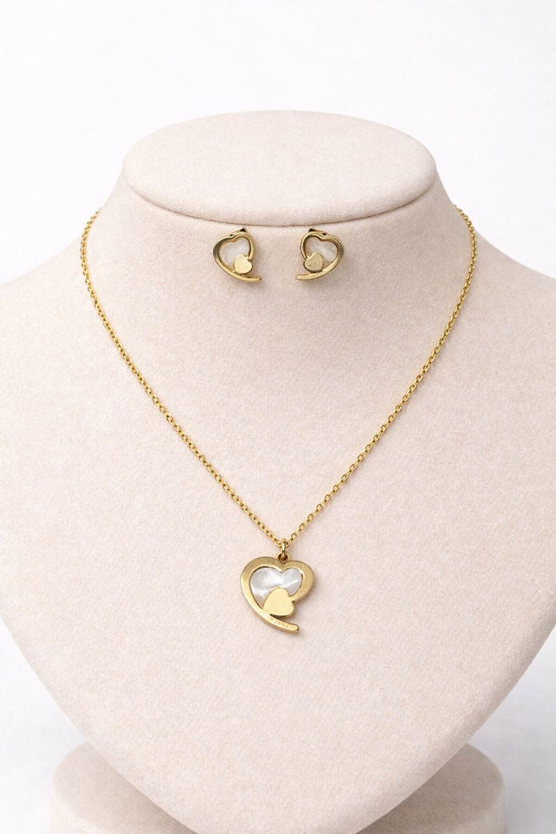 Heart Necklace with Earrings