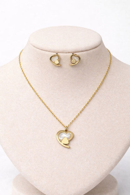 Heart Necklace with Earrings