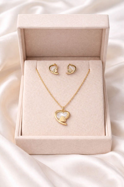 Heart Necklace with Earrings