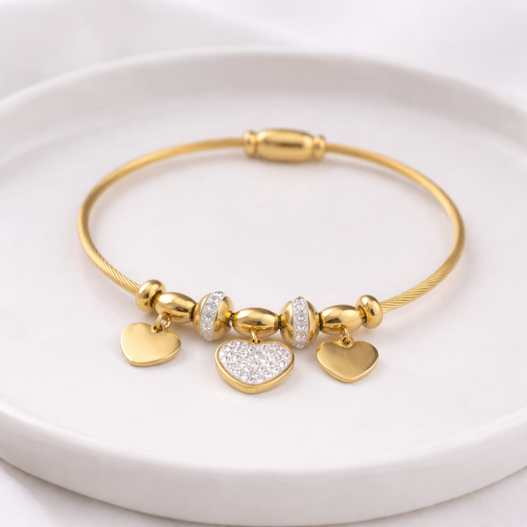 Golden Heart Charm Bracelet