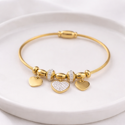 Golden Heart Charm Bracelet
