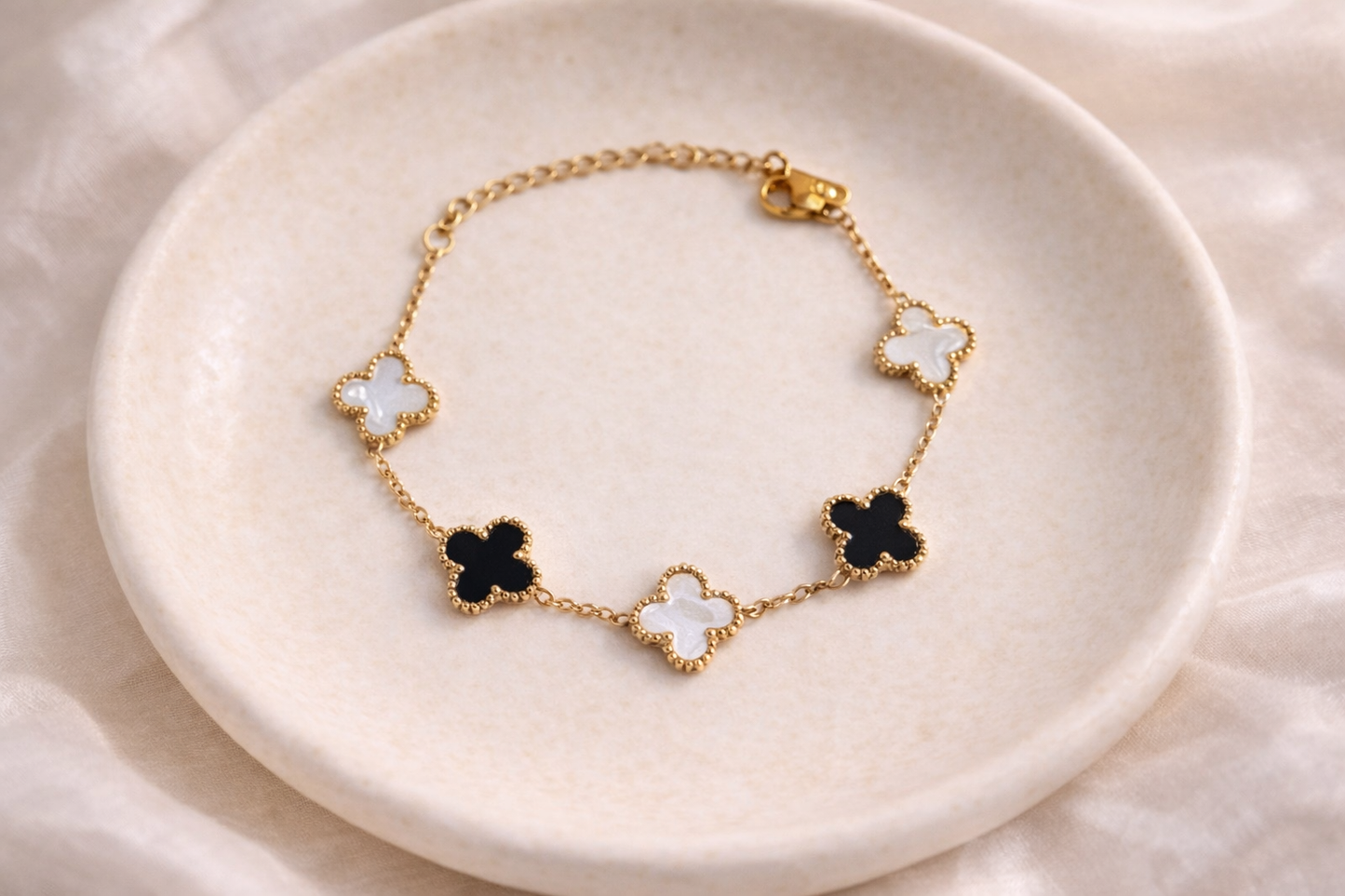 Black & White Clover Bracelet