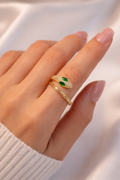 Emerald Snake Ring