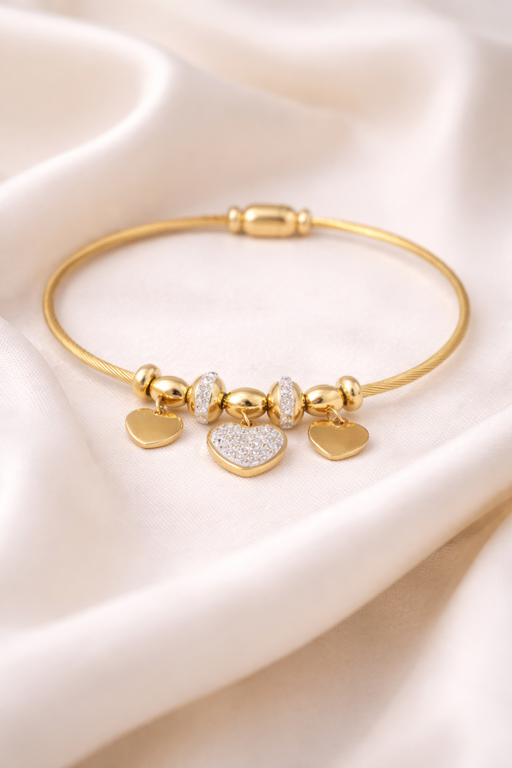 Golden Heart Charm Bracelet