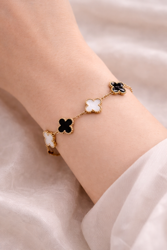 Black & White Clover Bracelet