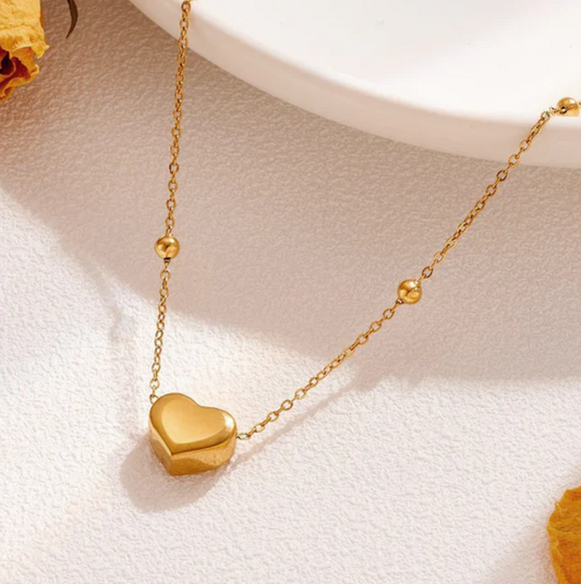 Golden Heart Bead Necklace