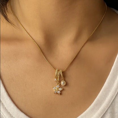 Crystal Bloom Pearl Necklace