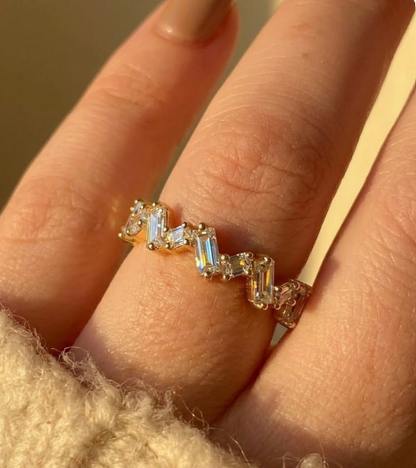 Minimal Baguette Wave Ring