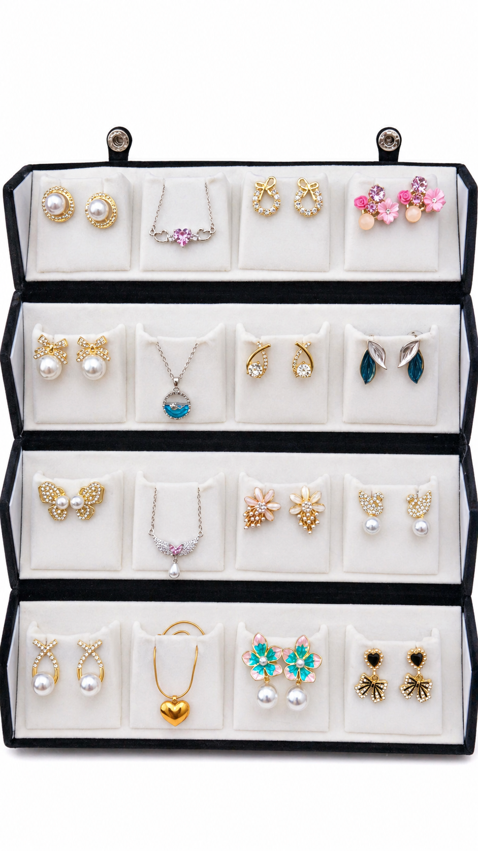 16 Multi Design Earrings & Pendant Set with Premium Velvet Jewellery Organizer Box for Women