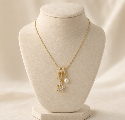 Crystal Bloom Pearl Necklace