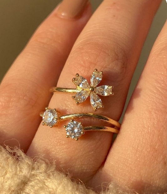 AD Floral CZ Ring